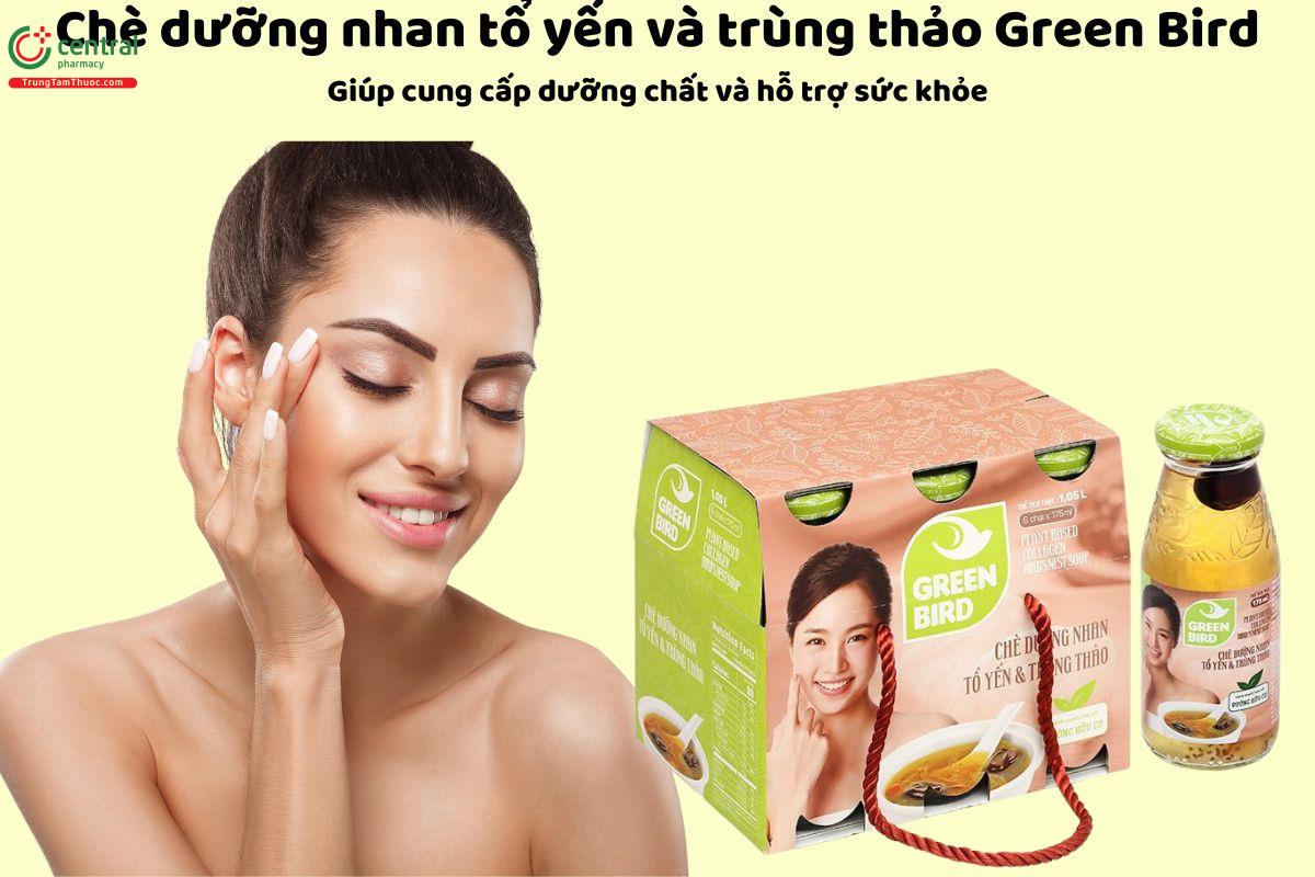 Chè Dưỡng Nhan Tổ Yến Và Trùng Thảo Green Bird (Lốc 6 Chai) - Giúp đẹp da