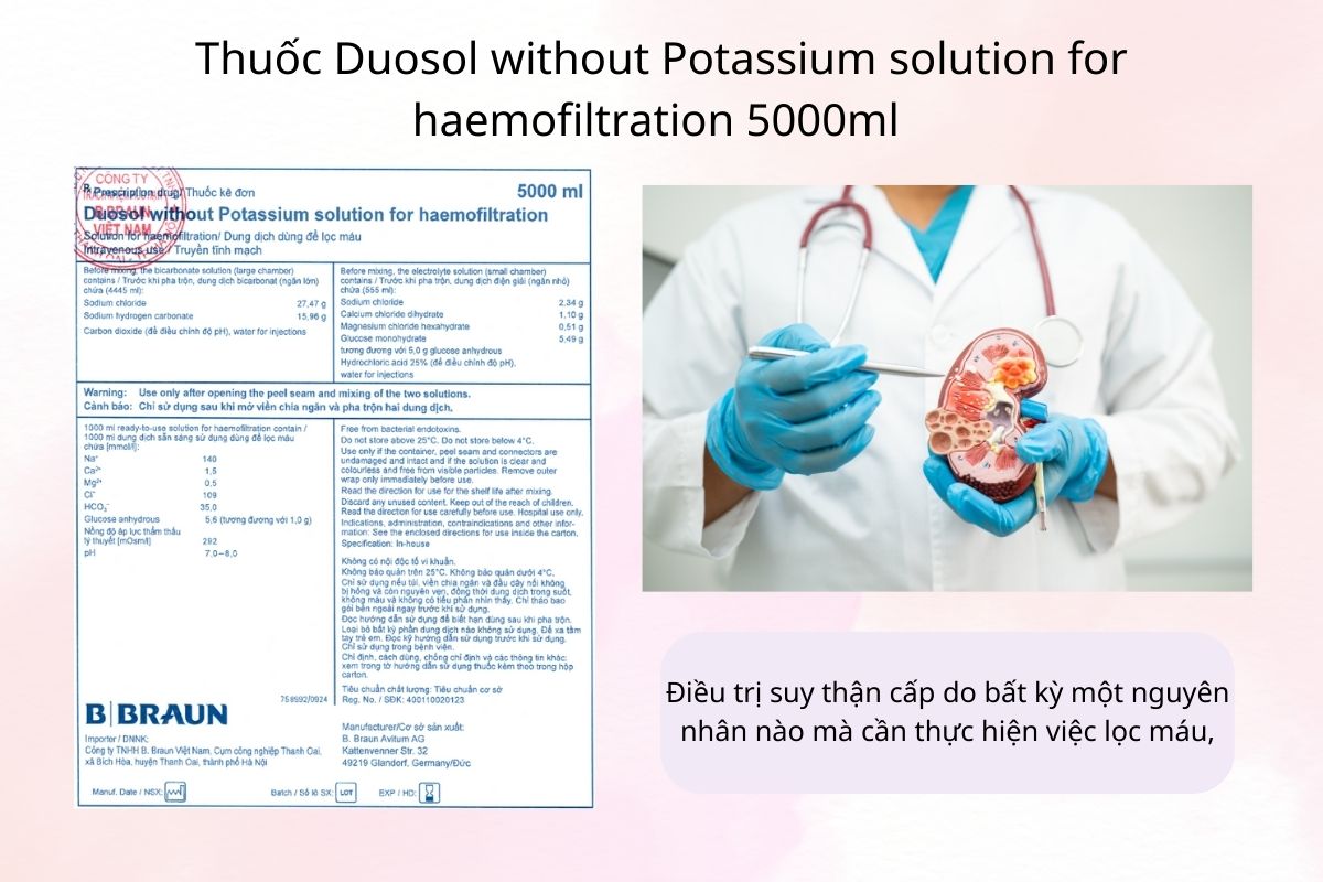 Chỉ định của thuốc Duosol without potassium solution for haemofiltration 5000ml