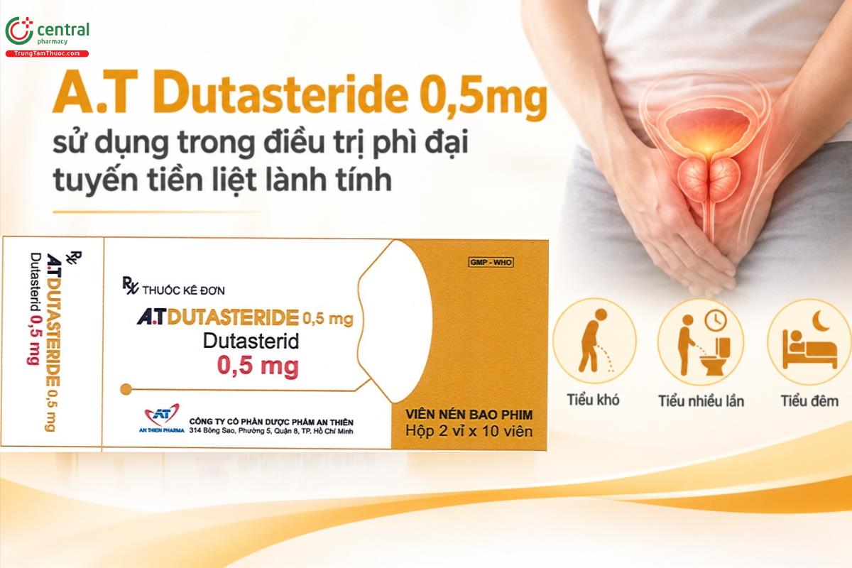 Thuốc A.T Dutasteride 0,5mg sử dụng trong điều trị phì đại tuyến tiền liệt lành tính
