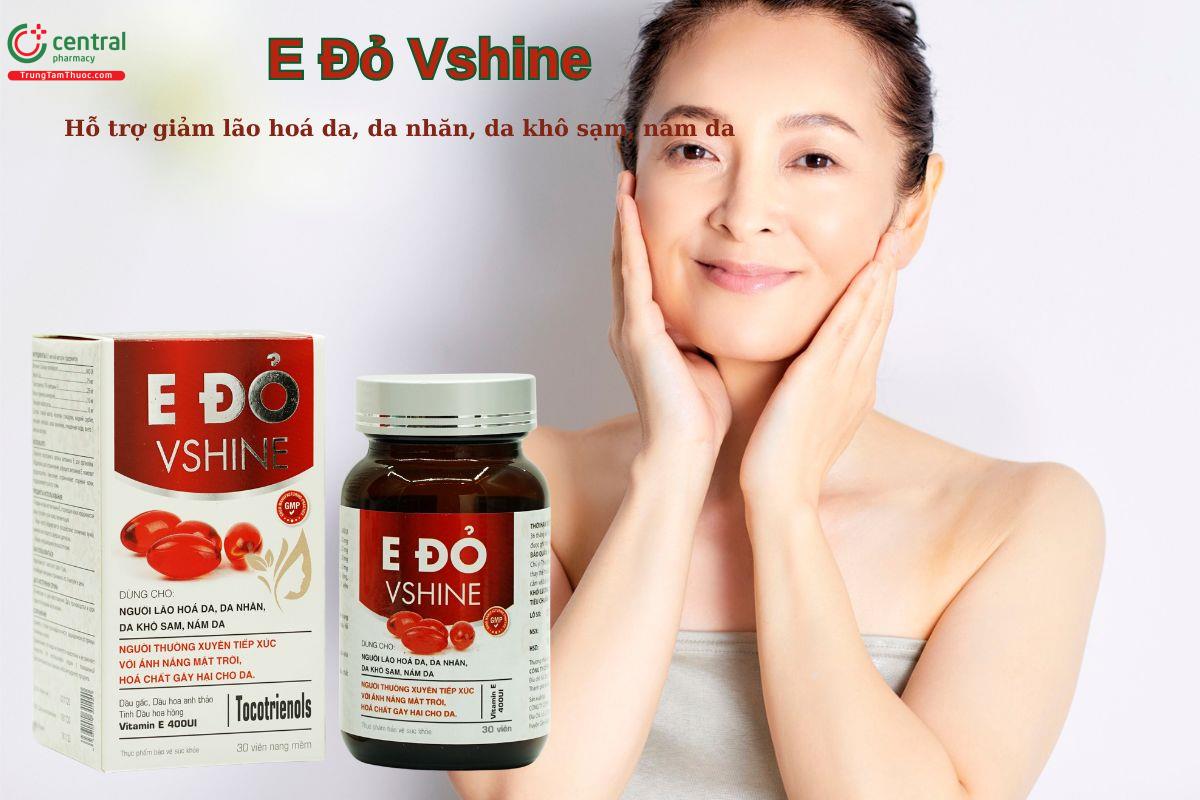 Viên uống E Đỏ Vshine giúp giảm lão hoá da, sạm da, da nám