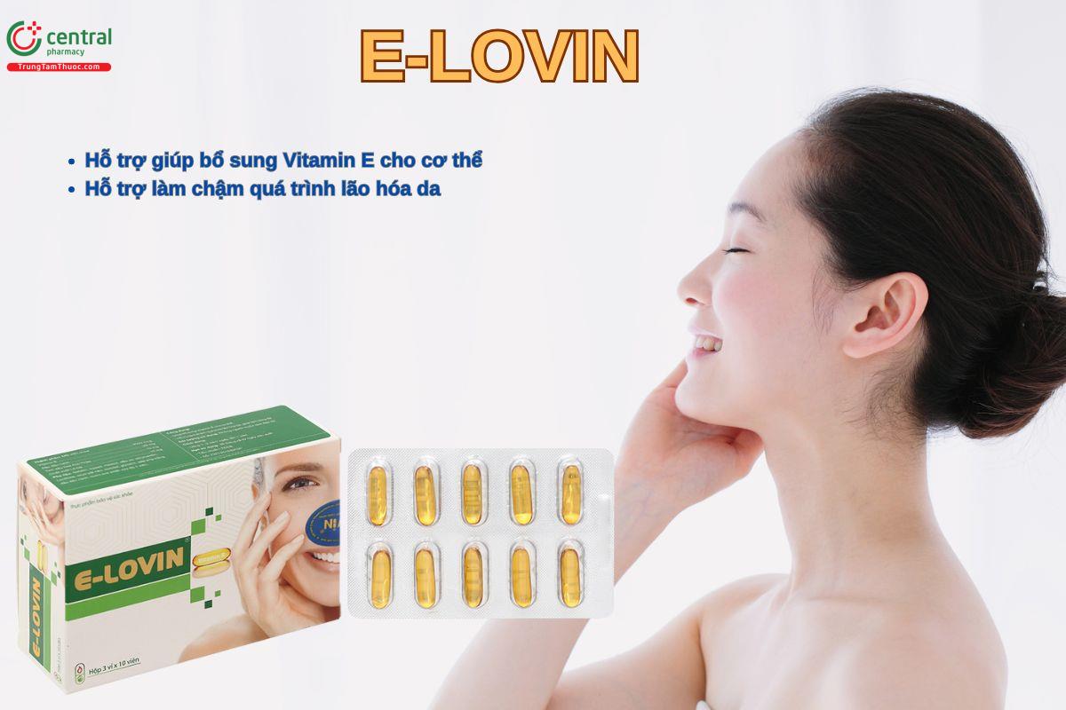 Viên uống E-Lovin giúp bổ sung Vitamin E cho cơ thể, hỗ trợ làm đẹp da