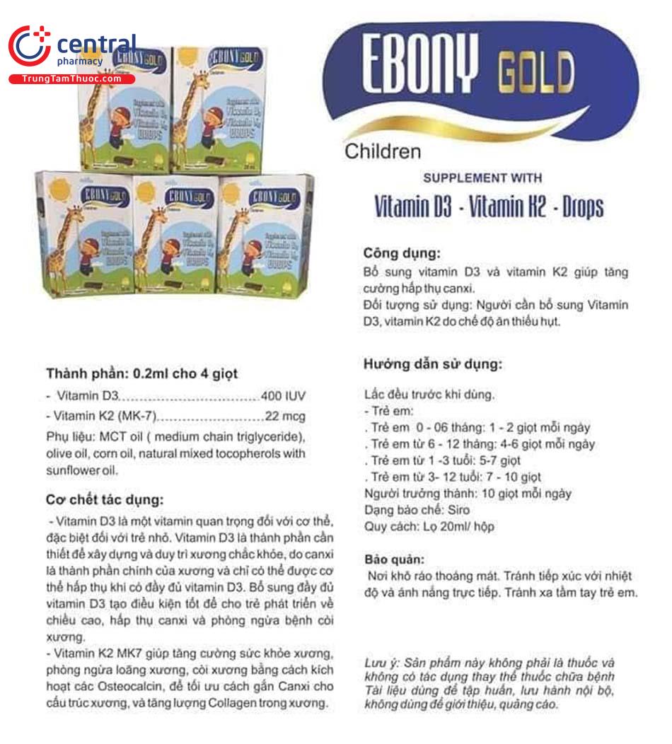 Hình 1: Một số thông tin về sản phẩm Ebony Gold