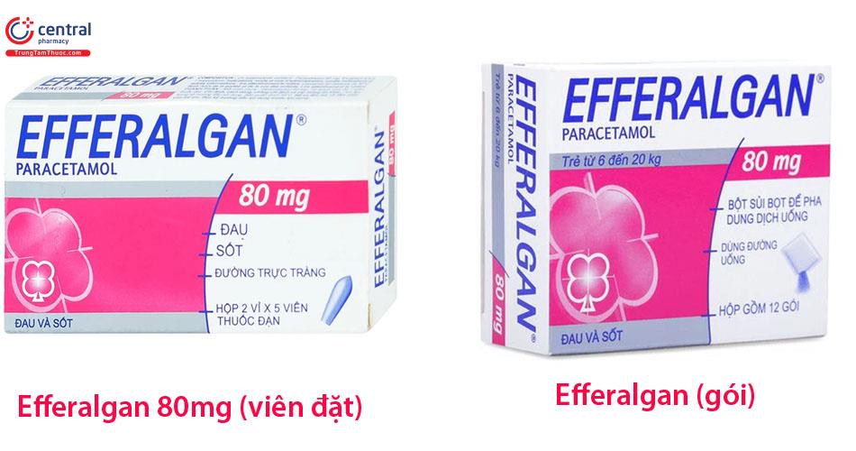 Efferalgan 80mg dạng viên đặt và dạng gói