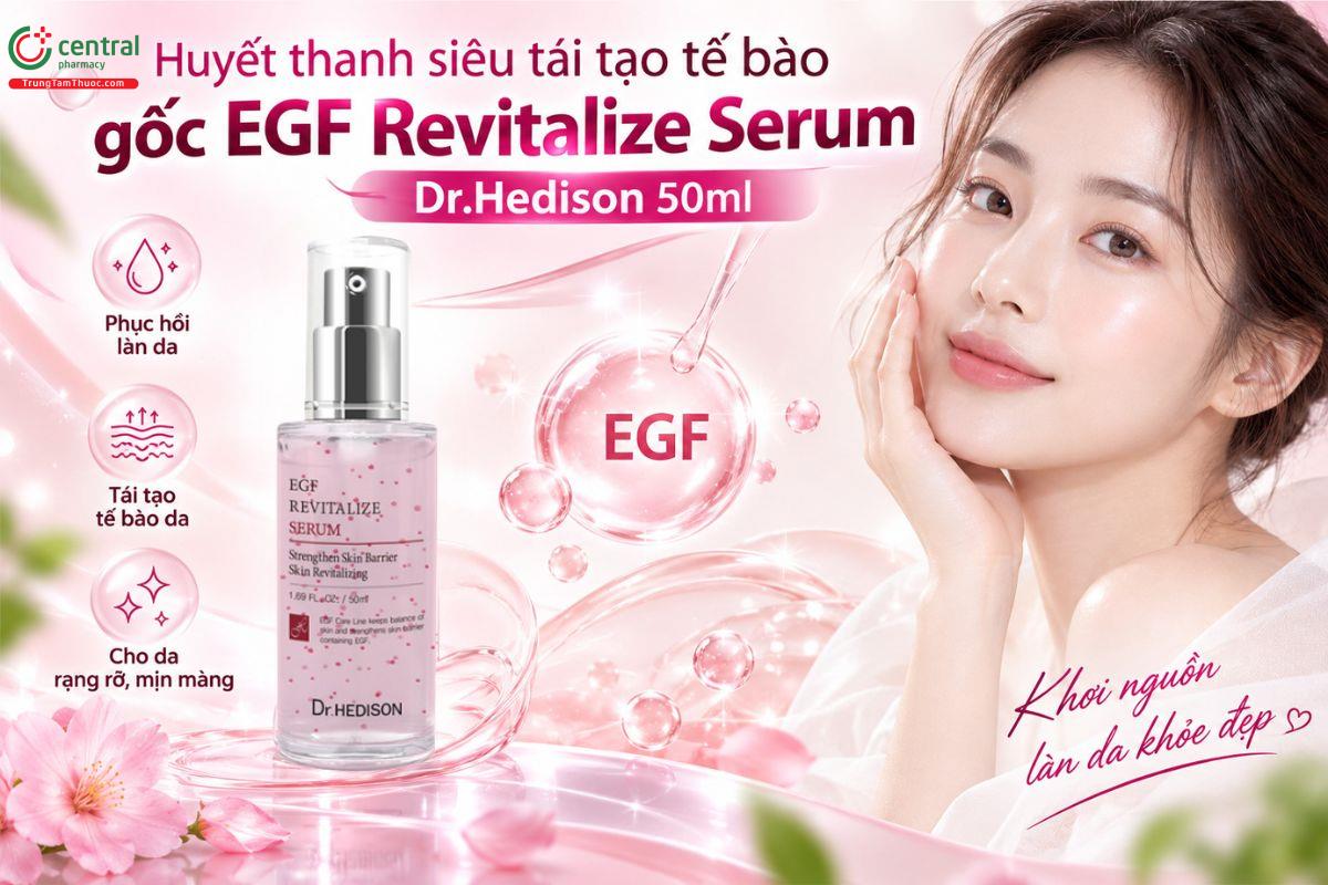 Huyết thanh EGF Revitalize Serum Dr.Hedison hỗ trợ phục hồi, cấp ẩm, làm sáng và trẻ hóa da
