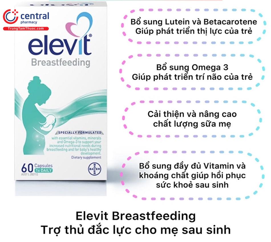 Elevit Breastfeeding giúp bổ sung nhiều dưỡng chất cần thiết cho mẹ và bé