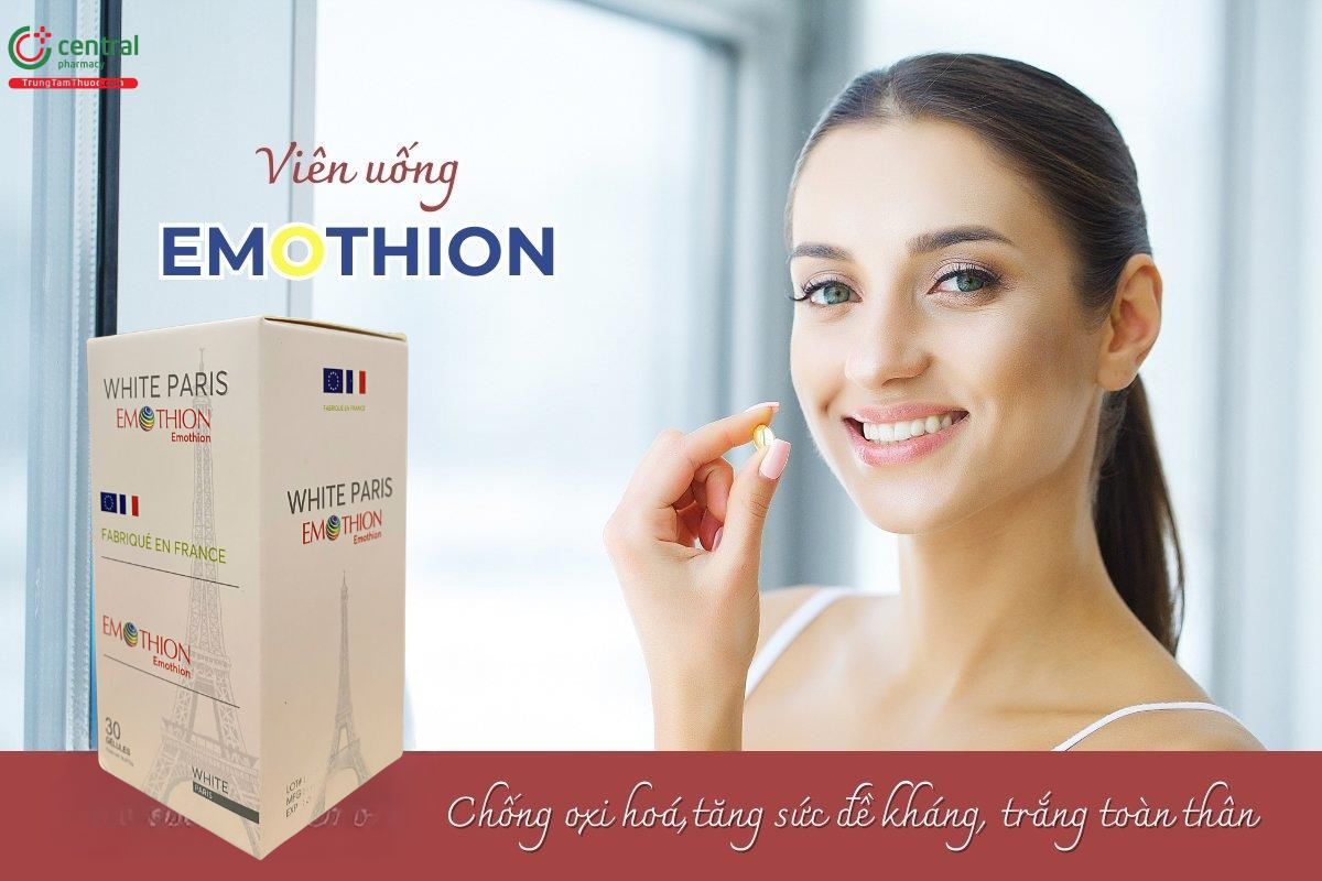 Emothion có công dụng hỗ trợ chống oxy hóa, hỗ trợ làm đẹp da, giúp da sáng mịn, bảo vệ da khỏi các tác động bên ngoài, hỗ trợ tăng cường miễn dịch cho cơ thể.