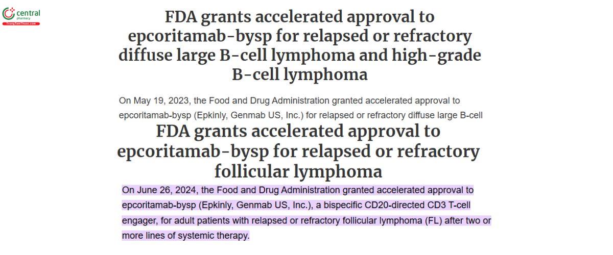 Chỉ định Epcoritamab
