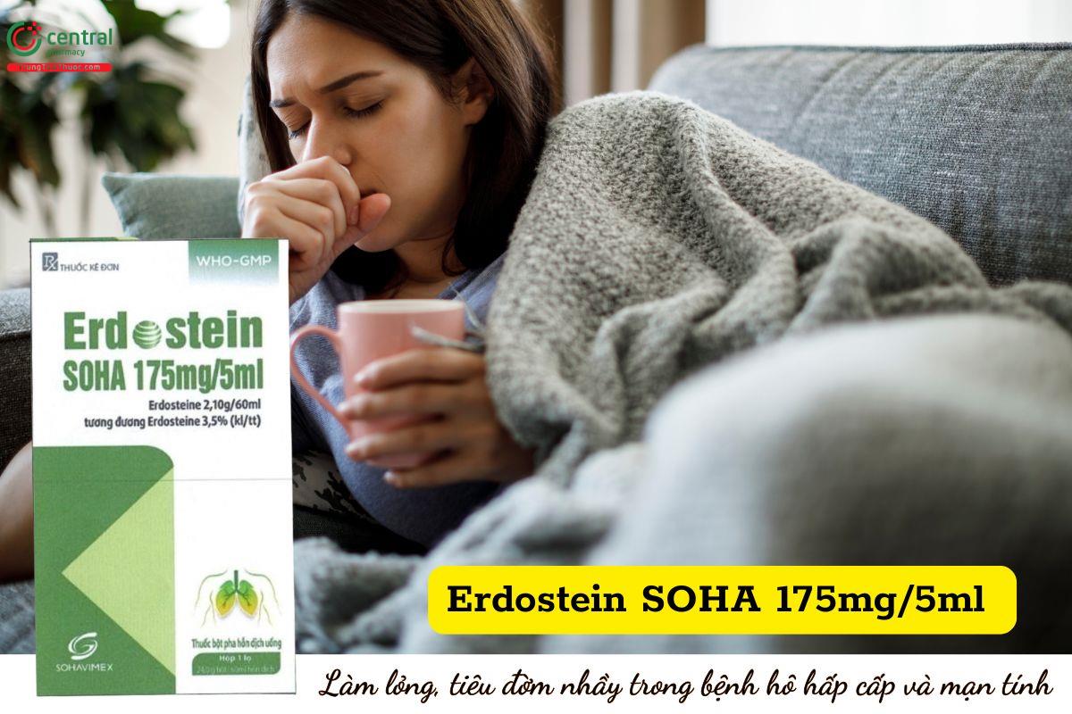 Thuốc Erdostein SOHA 175mg/5ml giúp làm loãng, tiêu nhầy trong bệnh hô hấp