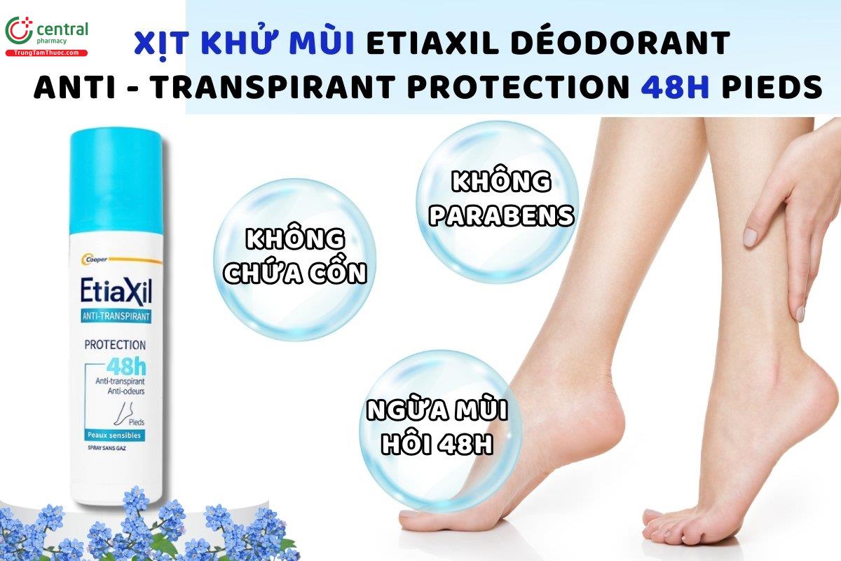 Xịt khử mùi hôi Etiaxil Déodorant Anti - Transpirant Protection 48h Pieds 100ml