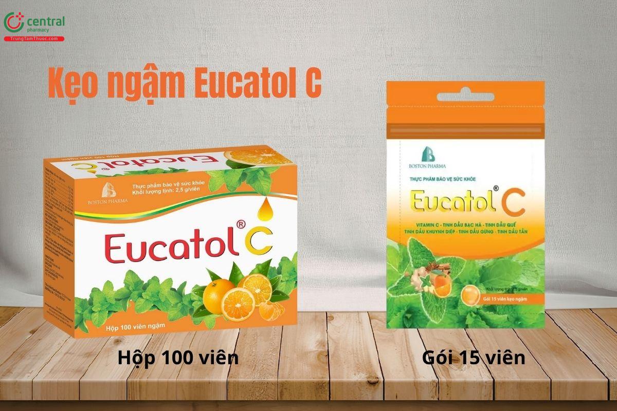 Các dạng đóng gói của sản phẩm Kẹo ngậm Eucatol C
