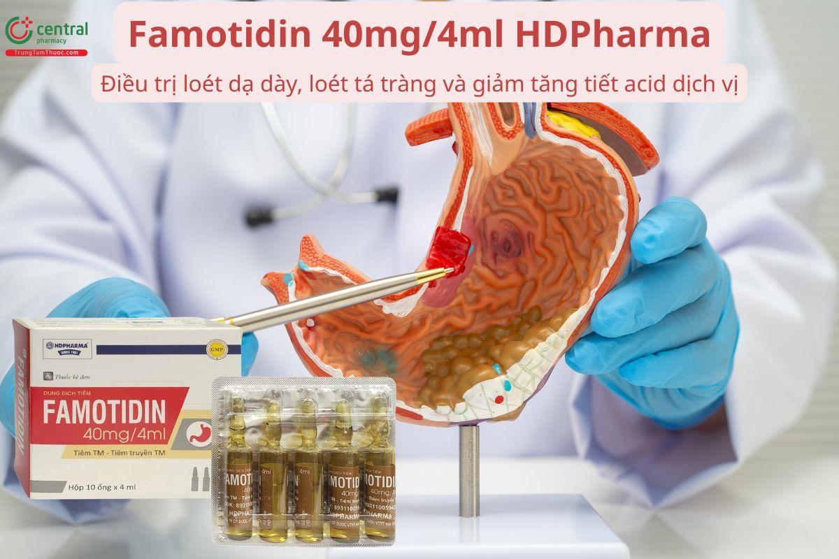 Famotidin 40mg/4ml HDPharma giảm tăng tiết acid dịch vị