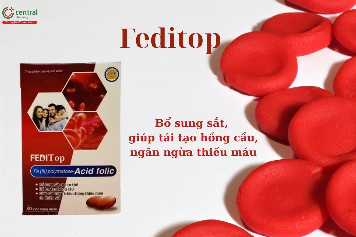 Thuốc Feditop (viên nang mềm) hỗ trợ tái tạo hồng cầu, ngăn ngừa thiếu máu