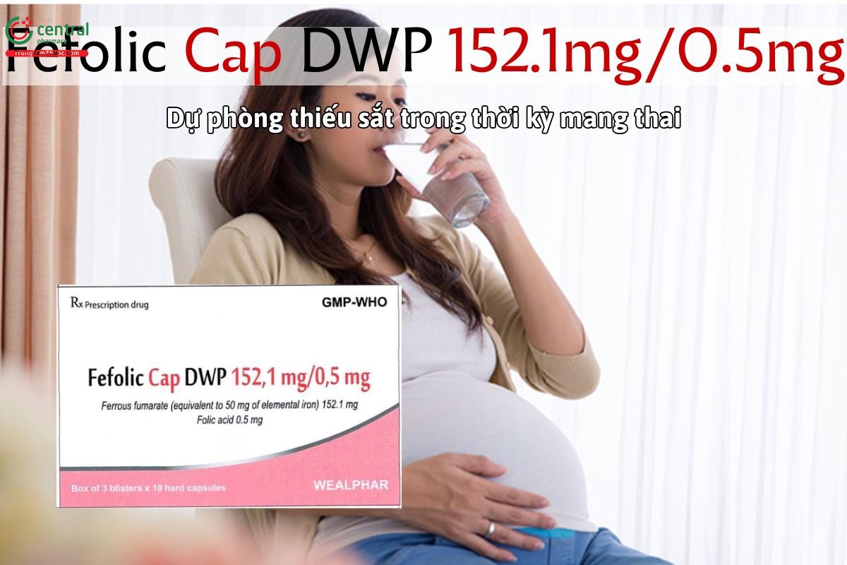 Thuốc Fefolic Cap DWP 152.1mg/0.5mg dự phòng thiếu sắt ở phụ nữ mang thai