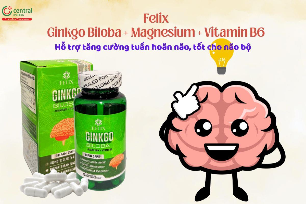 Felix Ginkgo Biloba + Magnesium + Vitamin B6 giúp tăng tuần hoàn não