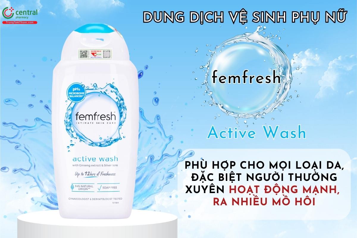 Dung dịch vệ sinh phụ nữ Femfresh Active Wash 250ml - Sạch thơm vùng kín