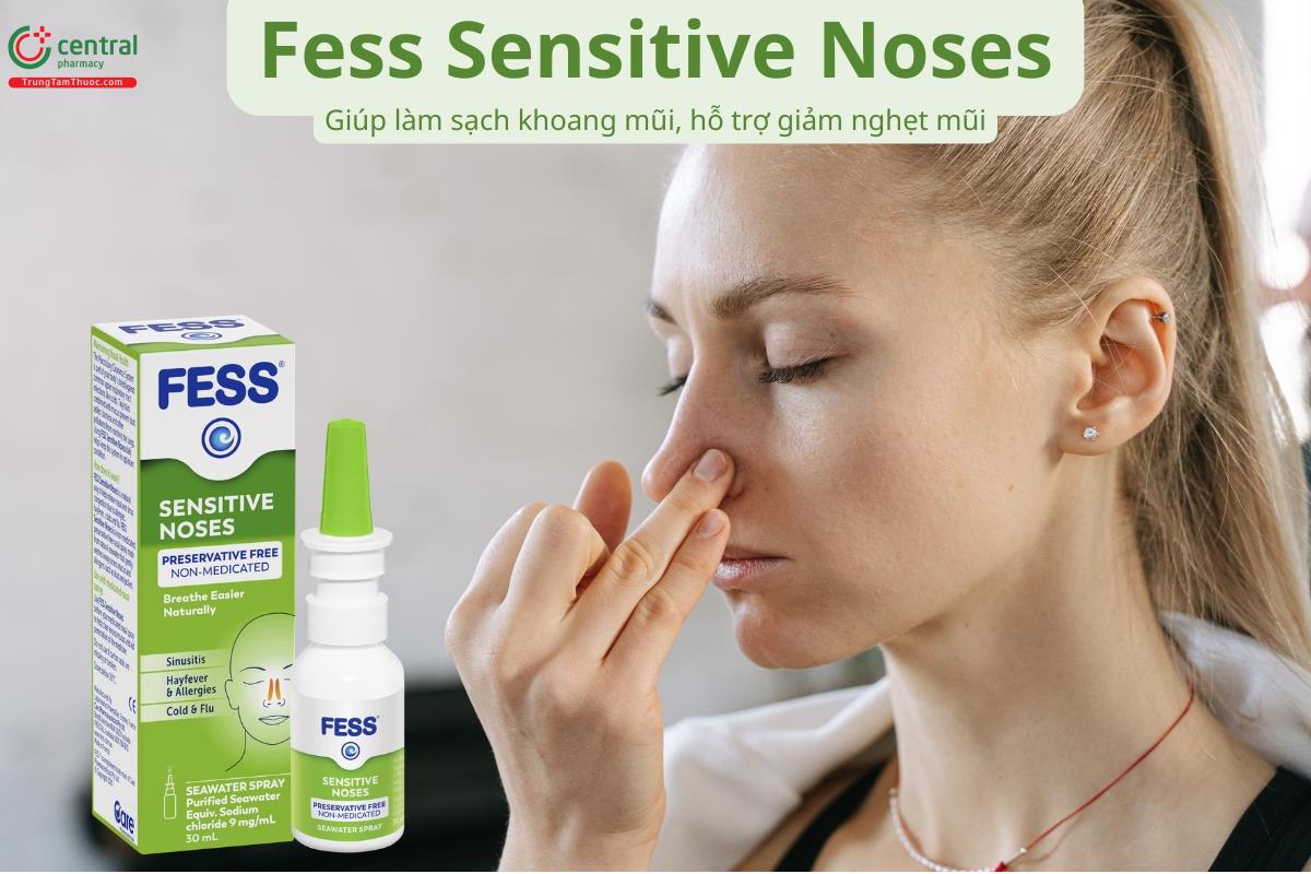 Fess Sensitive Noses làm sạch khoang mũi, hỗ trợ giảm nghẹt mũi