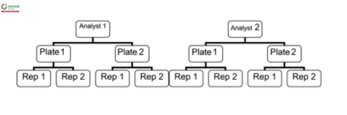 Figure 2. Example of a nested design using two analysts.