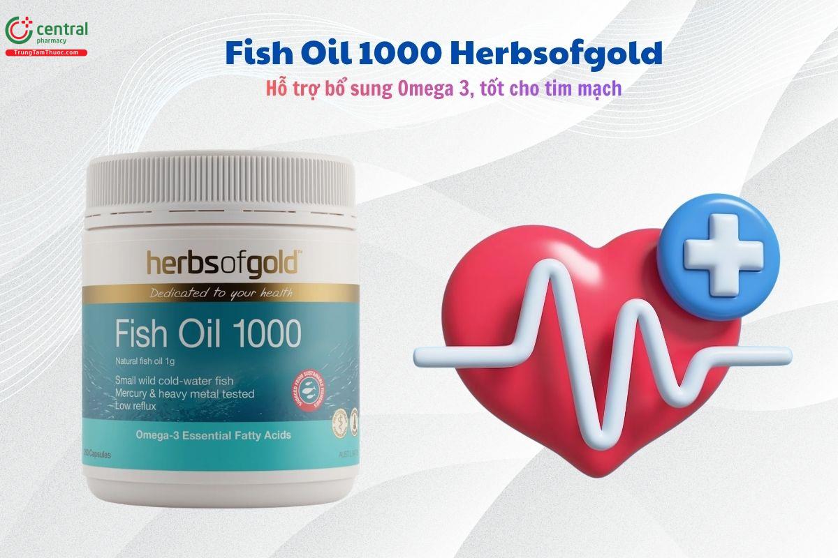 Fish Oil 1000 Herbsofgold bổ sung Omega 3, tốt cho sức khỏe tim mạch
