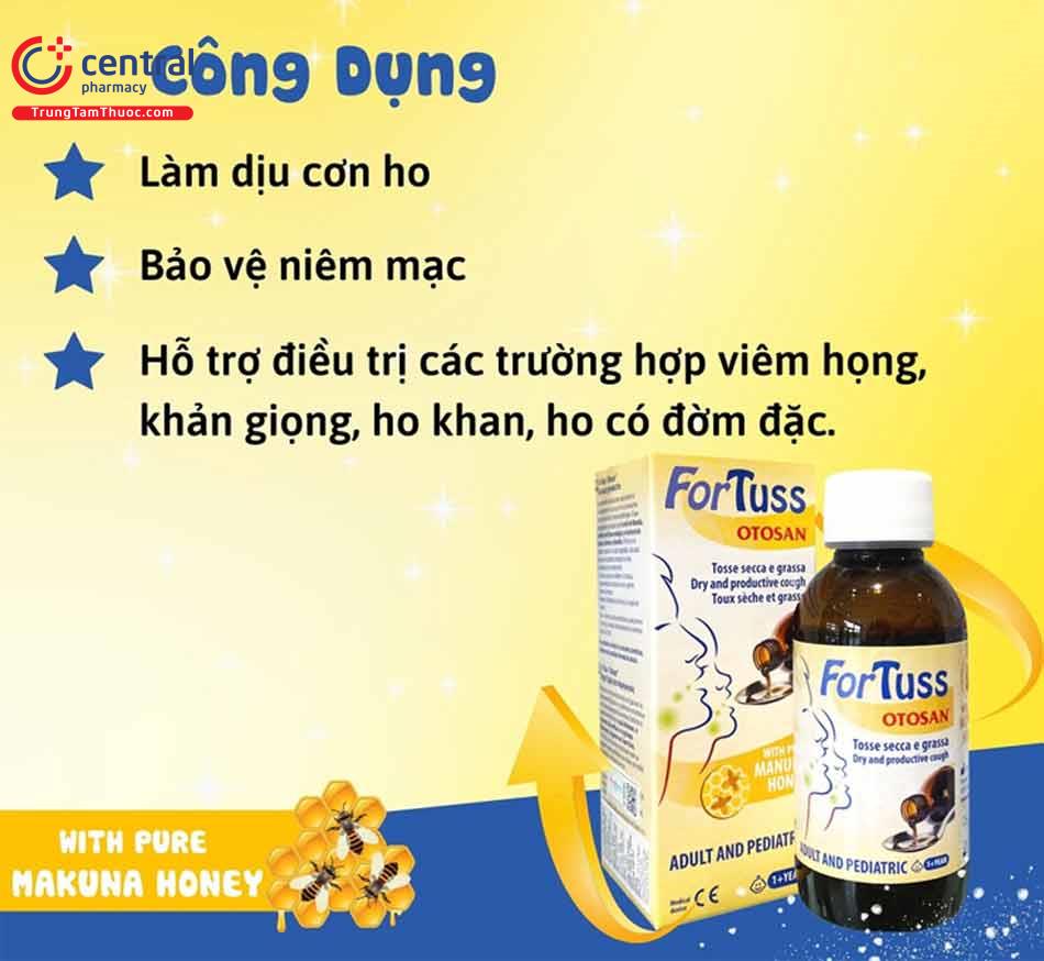 Công dụng của Fortuss Otosan Cough Syrup