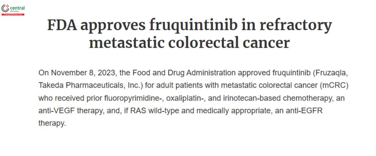 Chỉ định Fruquintinib