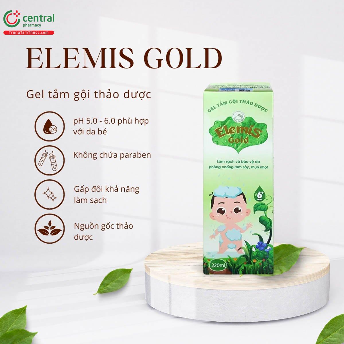 Gel tắm gội Elemis Gold