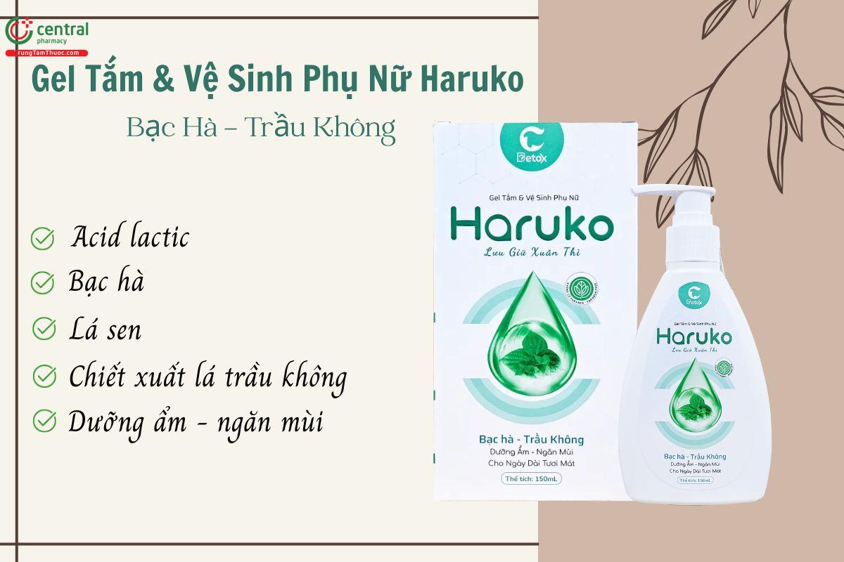 Gel Tắm & Vệ Sinh Phụ Nữ Haruko Bạc Hà - Trầu Không - Dưỡng ẩm, ngăn mùi