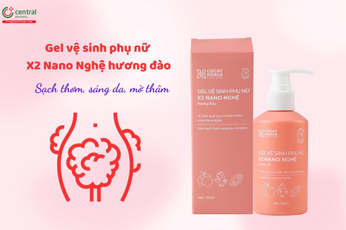 Gel vệ sinh phụ nữ X2 Nano Nghệ hương đào - Sạch thơm, mờ thơm