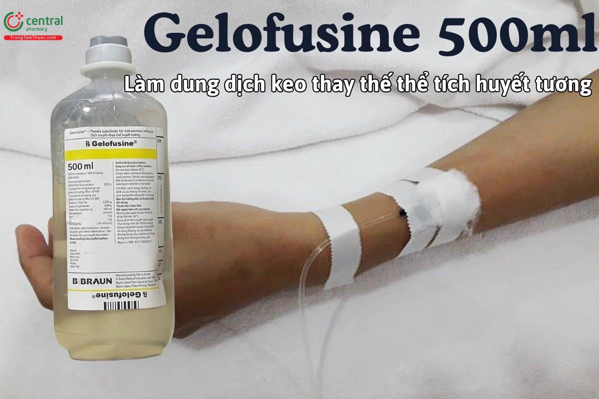 Thuốc Gelofusine 500ml làm dịch keo tiêm truyền dùng để bù thể tích huyết tương khi mất máu