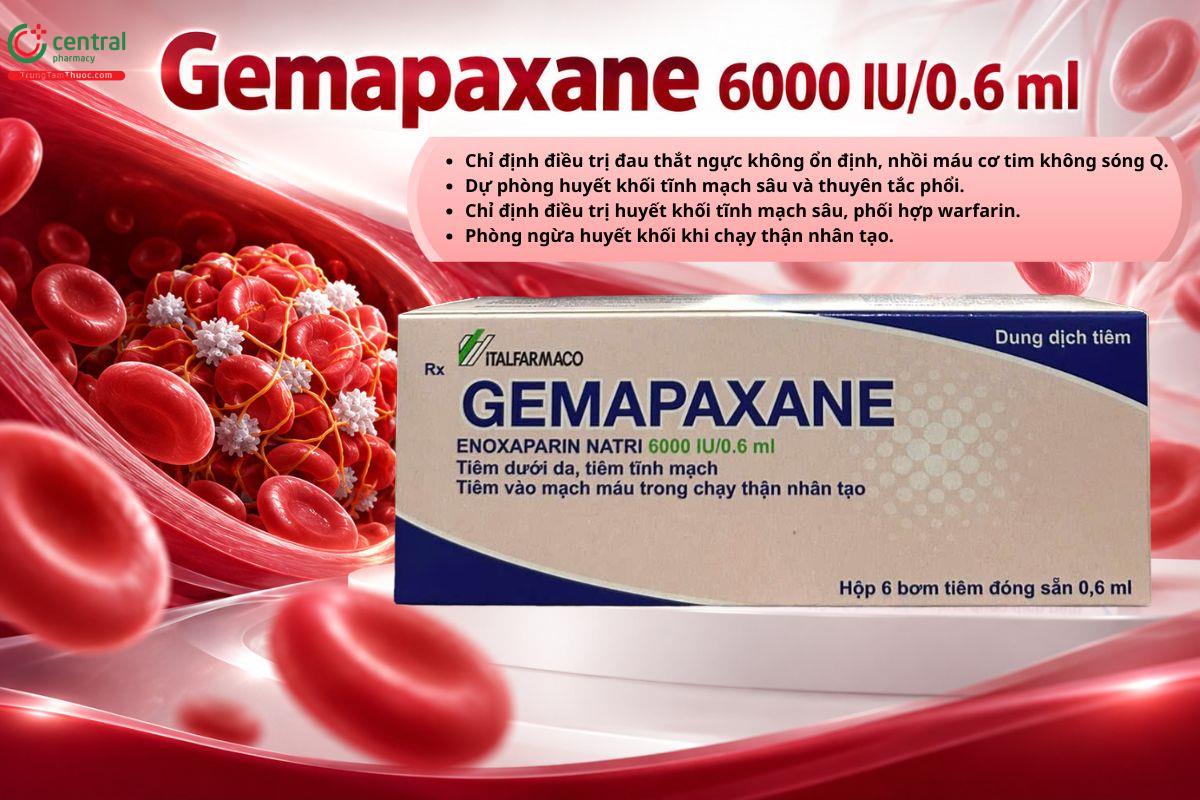Thuốc Gemapaxane 6000 IU/0.6 ml phòng và điều trị huyết khối tĩnh mạch sâu, giảm nguy cơ biến chứng huyết khối.....