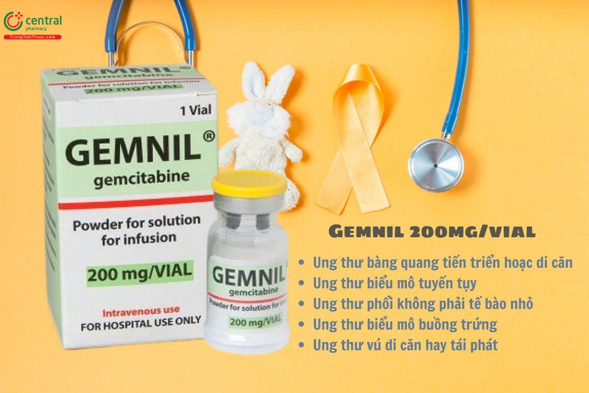 Thuốc tiêm Gemnil 200mg/vial điều trị cho bệnh nhân ung thư