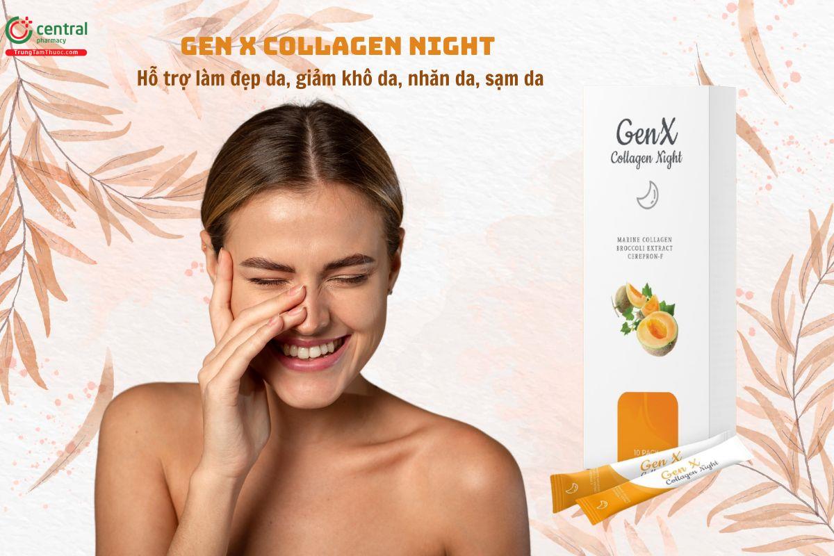 Gen X Collagen Night giúp da trắng mịn, giảm khô da, nhăn da, sạm da
