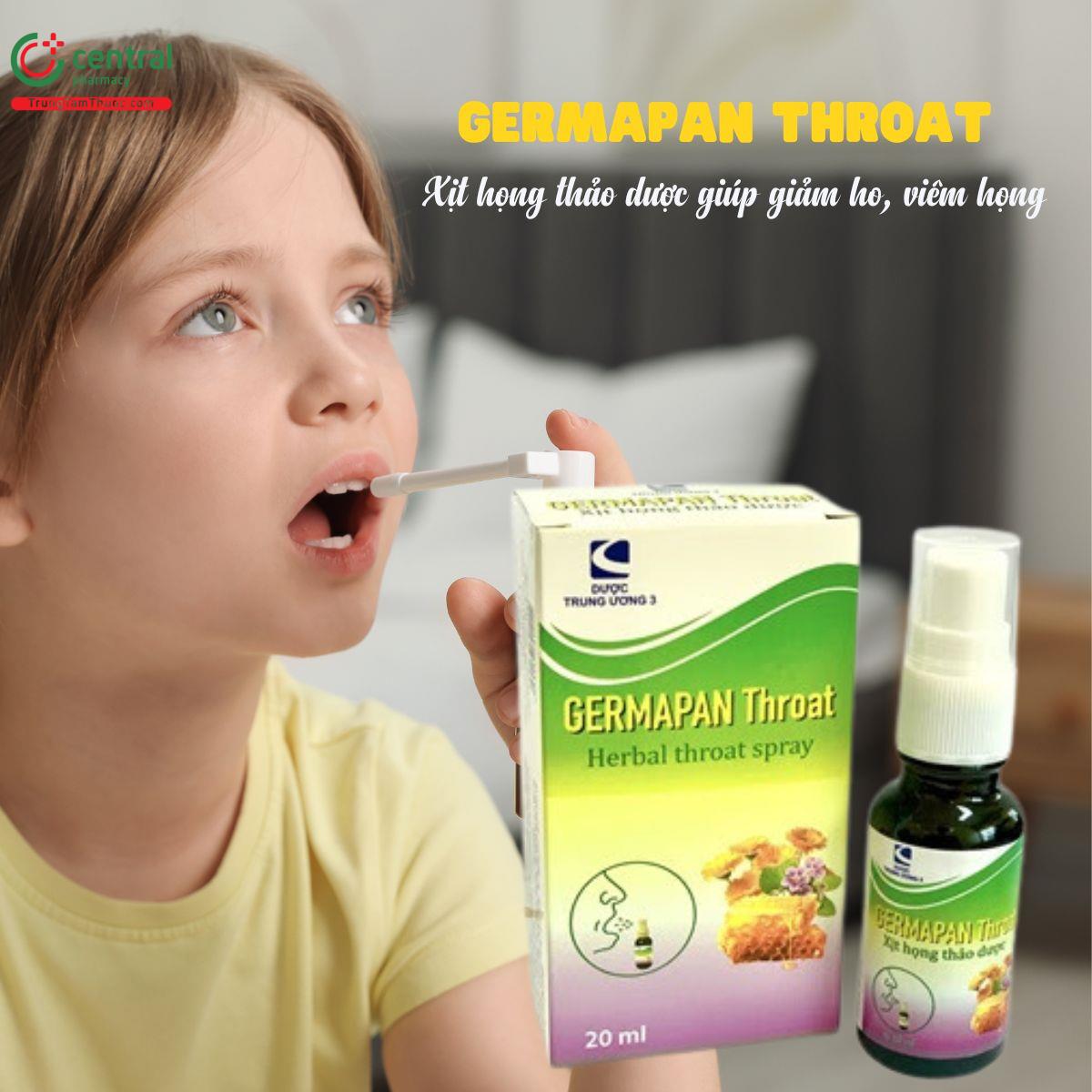 Xịt họng thảo dược Germapan Throat giúp giảm ho, viêm họng