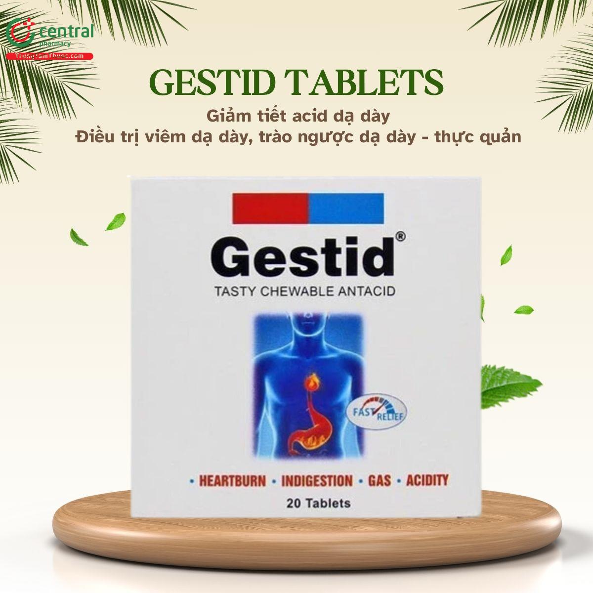 Thuốc Gestid Tablets giảm đầy hơi, ợ nóng, loét dạ dày, rối loạn tiêu hóa