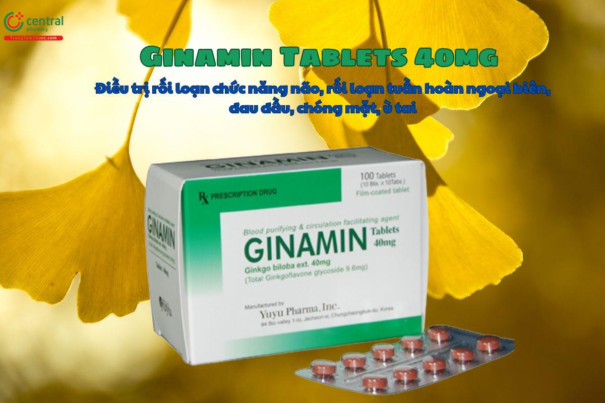 Ginamin Tablets 40mg điều trị rối loạn nhận thức, suy giảm trí nhớ