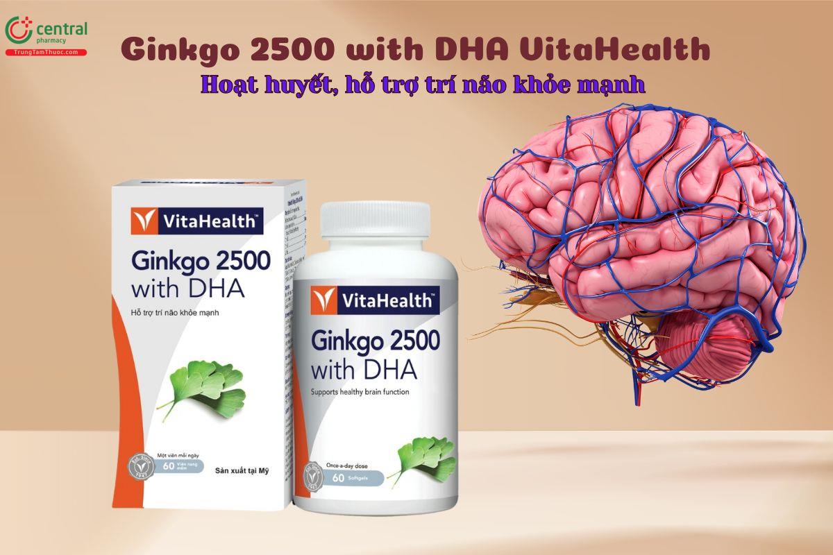 Ginkgo 2500 with DHA VitaHealth - Hoạt huyết, hỗ trợ trí não khỏe mạnh