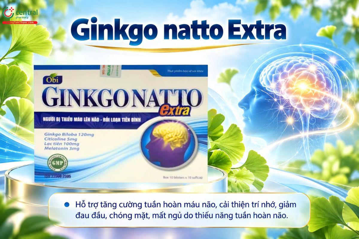 Ginkgo Natto Extra hỗ trợ tuần hoàn máu não, cải thiện trí nhớ và giảm đau đầu, chóng mặt
