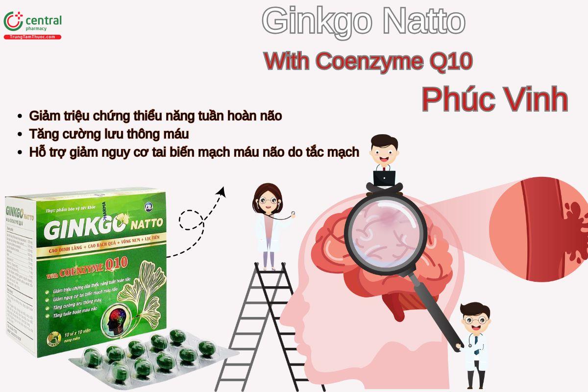 Viên uống Ginkgo Natto With Coenzyme Q10 Phúc Vinh giảm hoa mắt, chóng mặt, nhức đầu,...