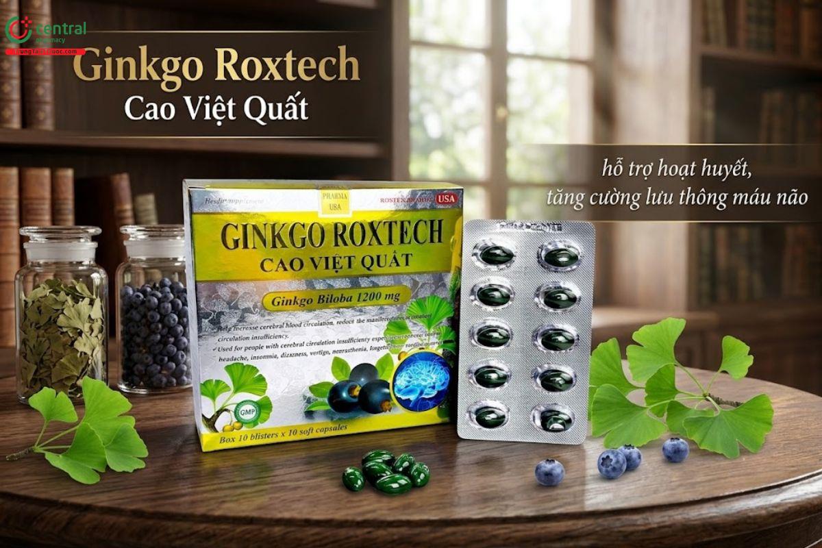 Ginkgo Roxtech Cao Việt Quất giúp hoạt huyết, tăng lưu thông máu não