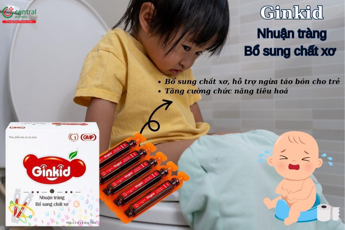 Ginkid Nhuận Tràng Bổ Sung Chất Xơ giúp nhuận tràng hỗ trợ cải thiện tình trạng táo bón