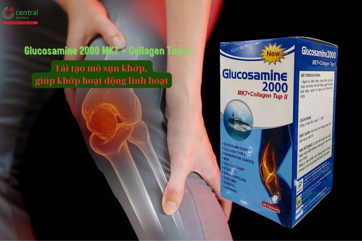 Glucosamine 2000 MK7 + Collagen Tup II tái tạo mô sụn kh