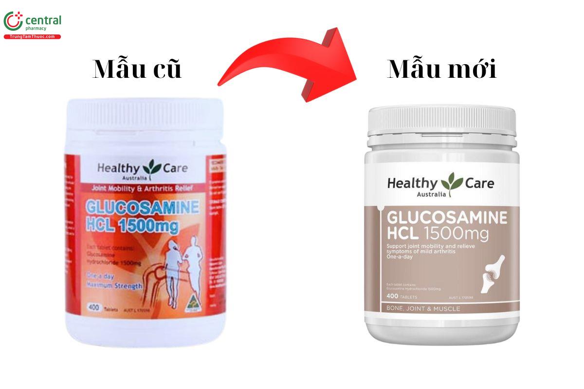 Glucosamine HCl 1500mg Healthy Care mẫu cũ - mới