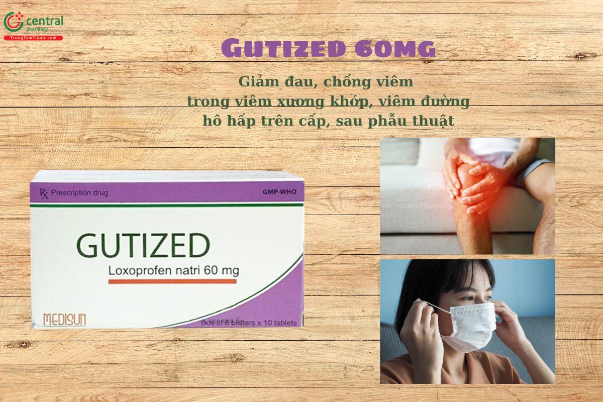 Thuốc Gutized 60mg giúp giảm đau, kháng viêm, hạ sốt
