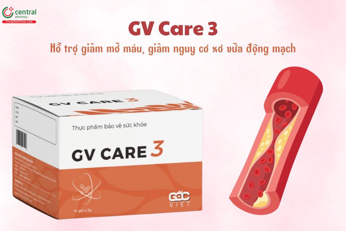 GV Care 3 giúp giảm mỡ máu, ngăn ngừa nguy cơ xơ vữa động mạch