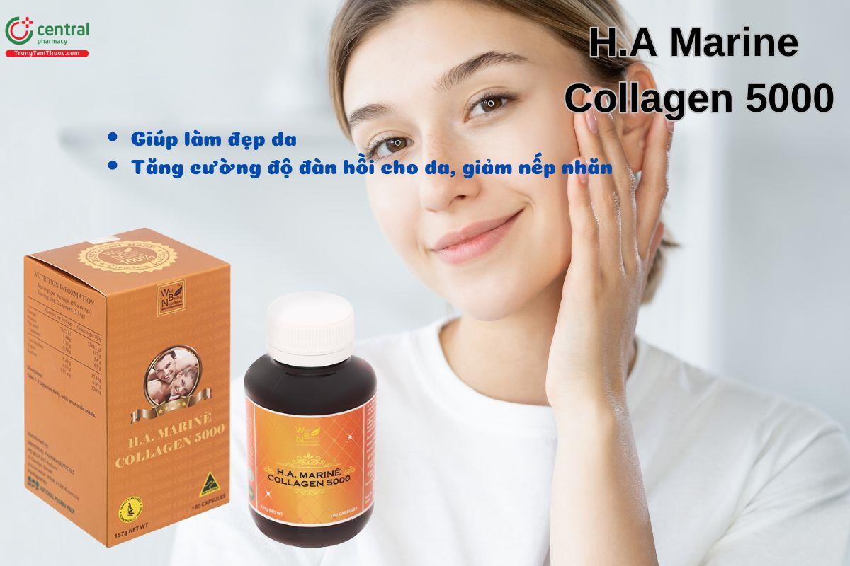 Viên uống H.A Marine Collagen 5000 giúp tăng độ đàn hồi cho da