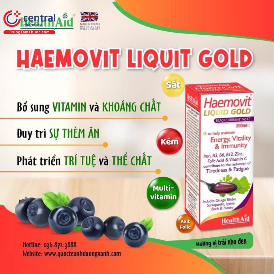 Hình 2: Tác dụng của Haemovit Liquid Gold