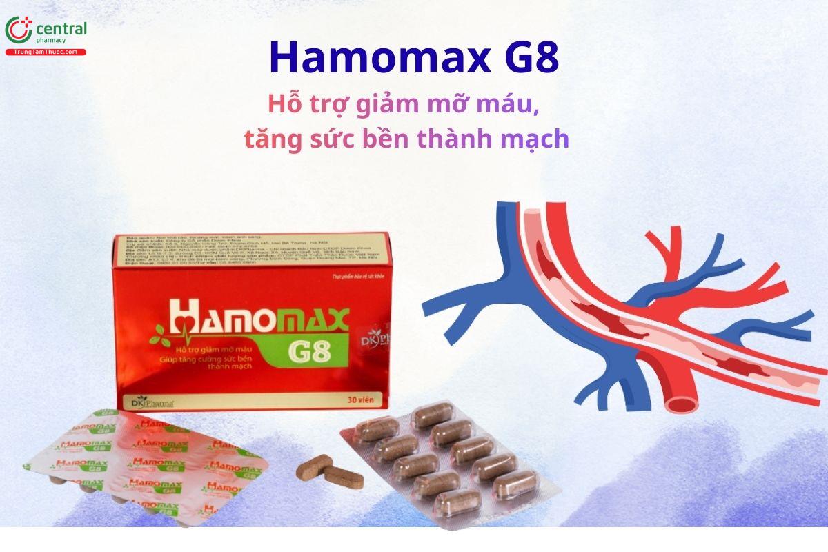 Hamomax G8 hỗ trợ hạ mỡ máu, tăng sức bền thành mạch