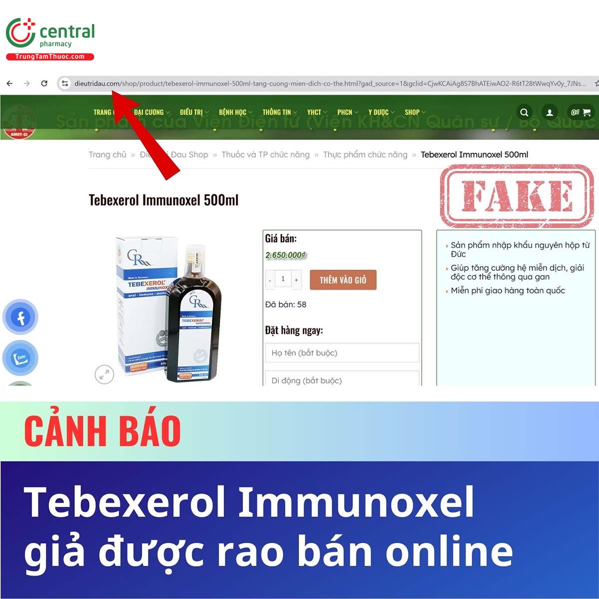 Cảnh báo Tebexerol Immunoxel giả được rao bán online