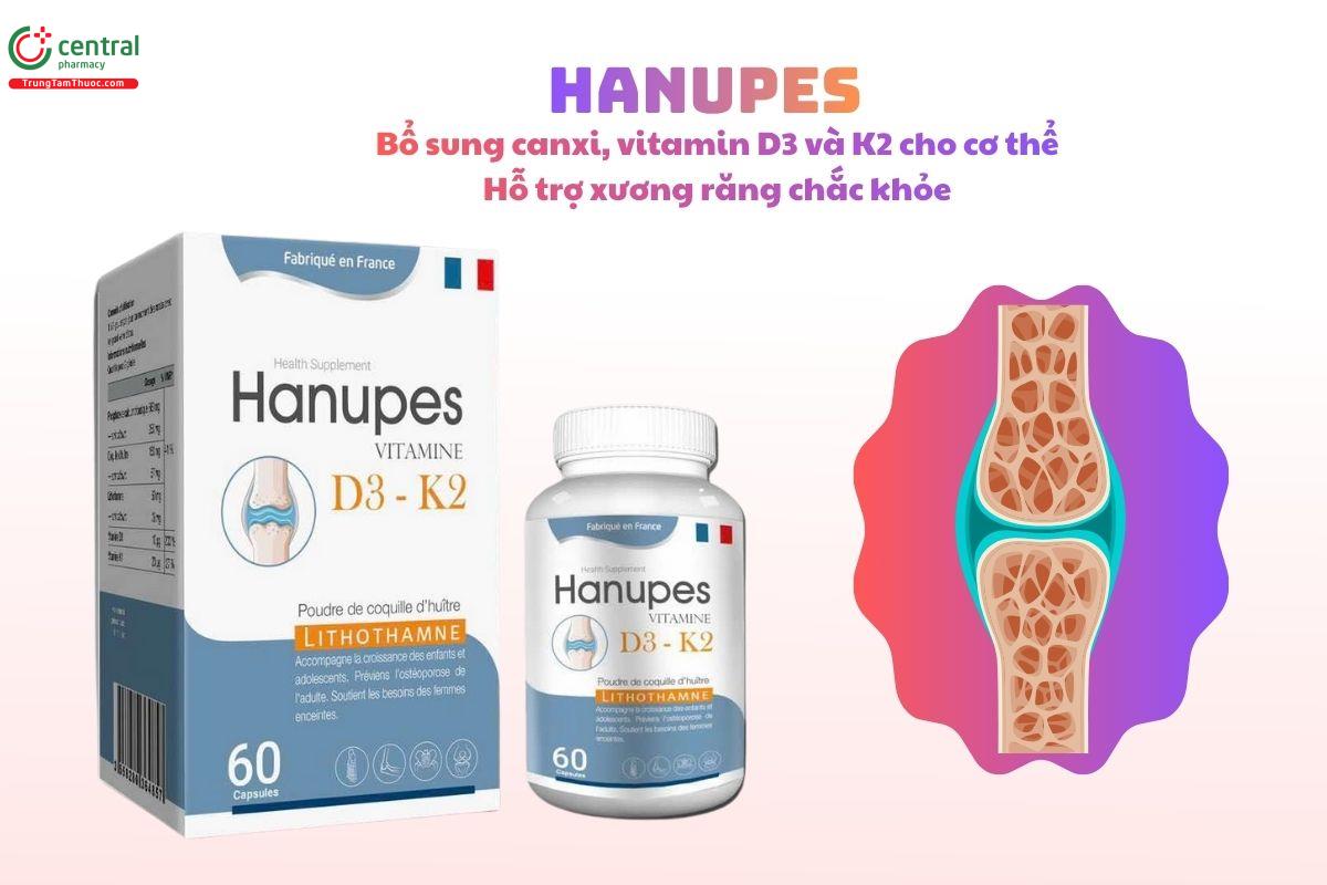 Hanupes bổ sung canxi, vitamin D3, K2, giúp xương chắc khỏe