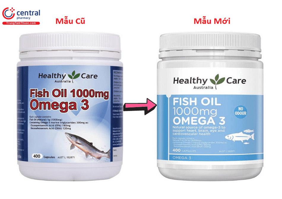 Sự thay đổi mẫu mã của Healthy Care Fish Oil 1000mg Omega 3
