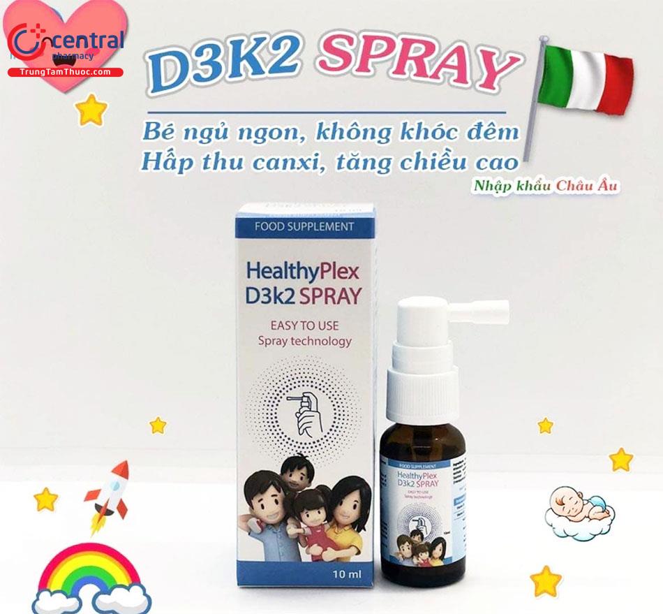 HealthyPlex D3K2 Spray cung cấp vitamin D3 và vitamin K2
